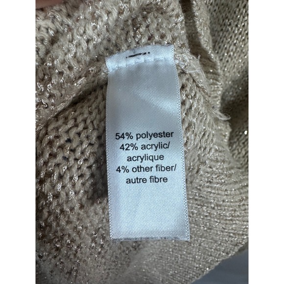 Maurices Womens Knit Sweater Beige Open Weave Sequin Long‎ Sleeve Crew Neck 3X - Picture 4 of 8